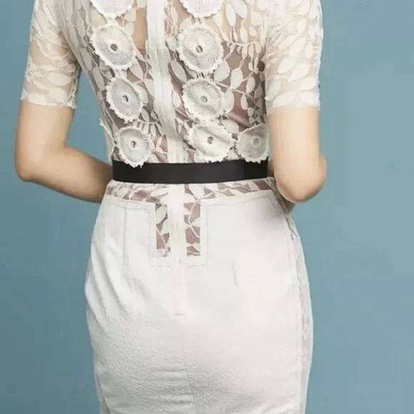 Anthropologie x Beguile by Byron Lars Carissima Sheath Dress Cream Ivory Lace 4P